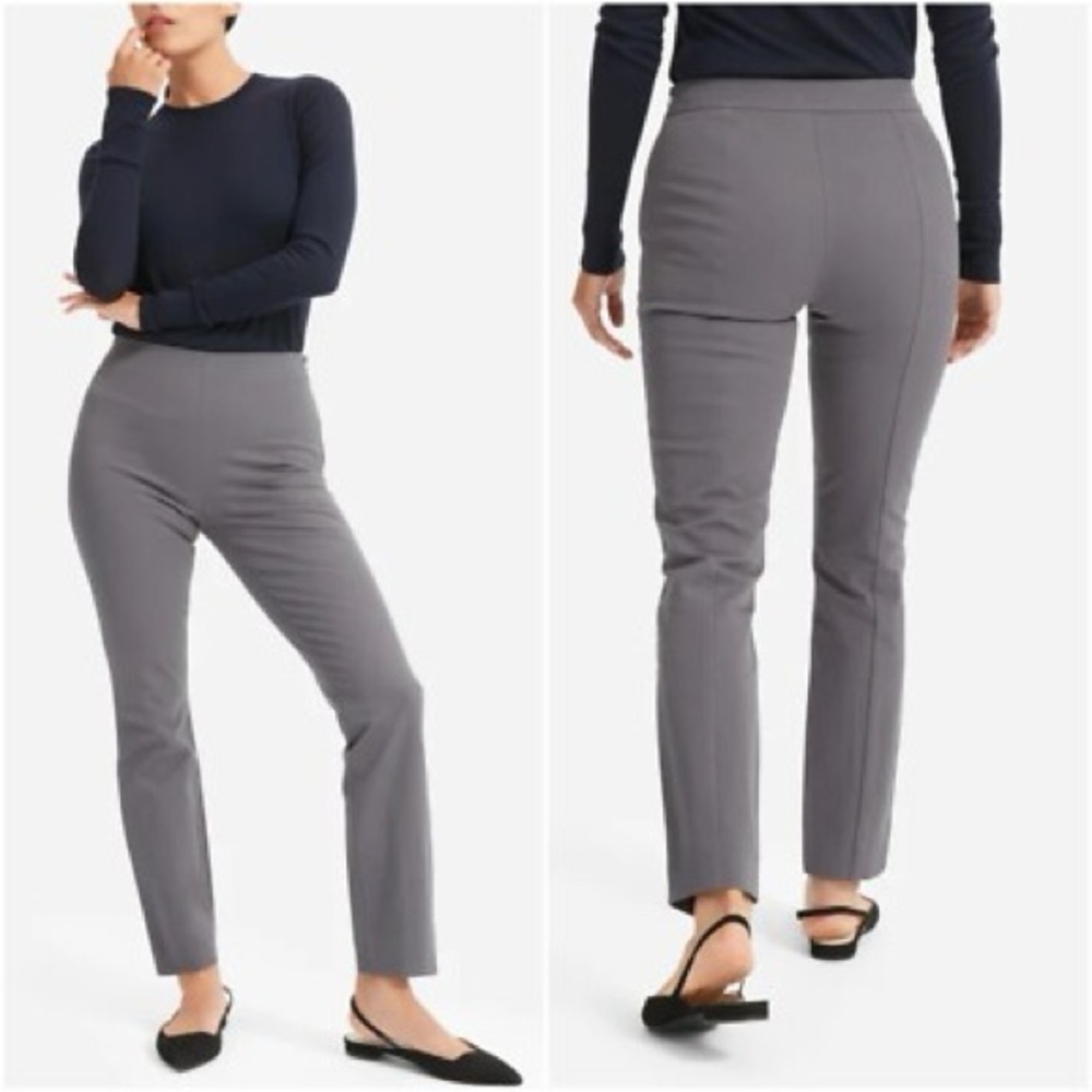 Everlane Side-Zip Stretch Cotton Stretch Pants Charcoal Gray